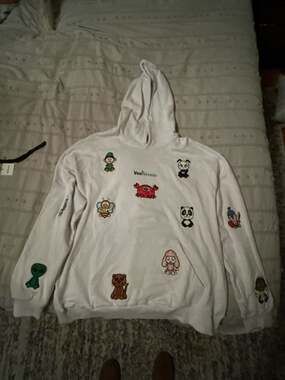 VeeFriends White Multi-Character Patch Pullover Hoodie